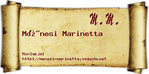 Ménesi Marinetta névjegykártya